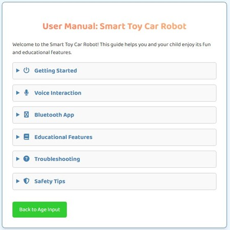 Manual control features of the web interface